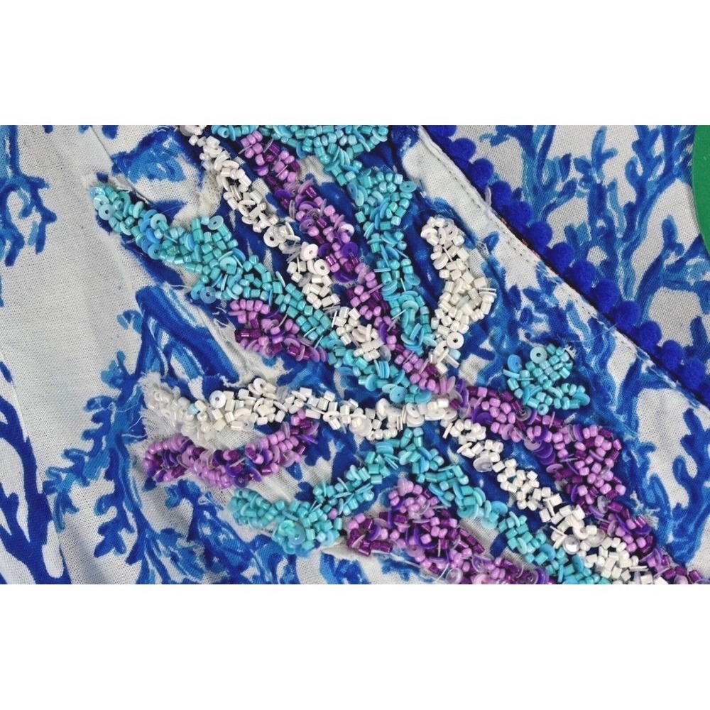 NEW Antica Sartoria Giacomo Cinque Positano Coral Print Sequin Tassel Dress L/XL - Picture 10 of 10